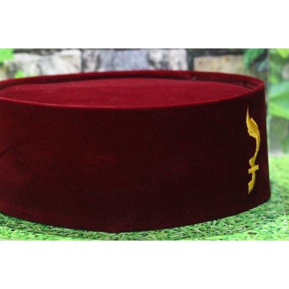 ❃Stock Banyak➴ Peci Songkok Kopiah Kujang Bordir Merah Maroon Betawi 71 ❃