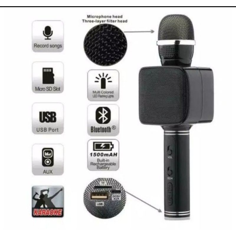 Speaker Mic Bluetooth Karaoke YS68 Mix VS 68 Smule Microphone Karaoke Mix