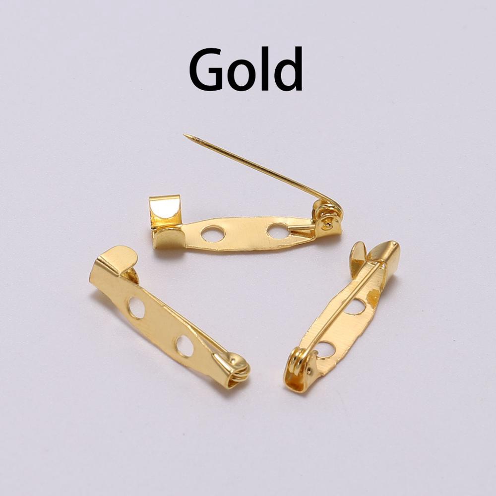 50pcs / Lot Pin Bros Kosong 15 20 25 30 35mm Warna Silver Untuk Membuat Perhiasan Diy-Gold