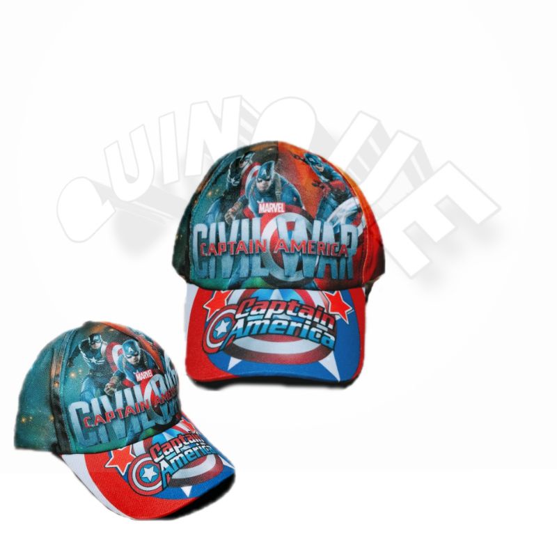 TOPI KARAKTER SUPERHERO ANAK / TOPI SABLON MARVEL CAPTAIN AMERIKA
