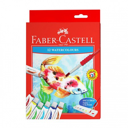 Cat Air 1 Set Faber Castell 12 Warna Water Colour Color Colours Color + Kuas &amp; Palet Koas