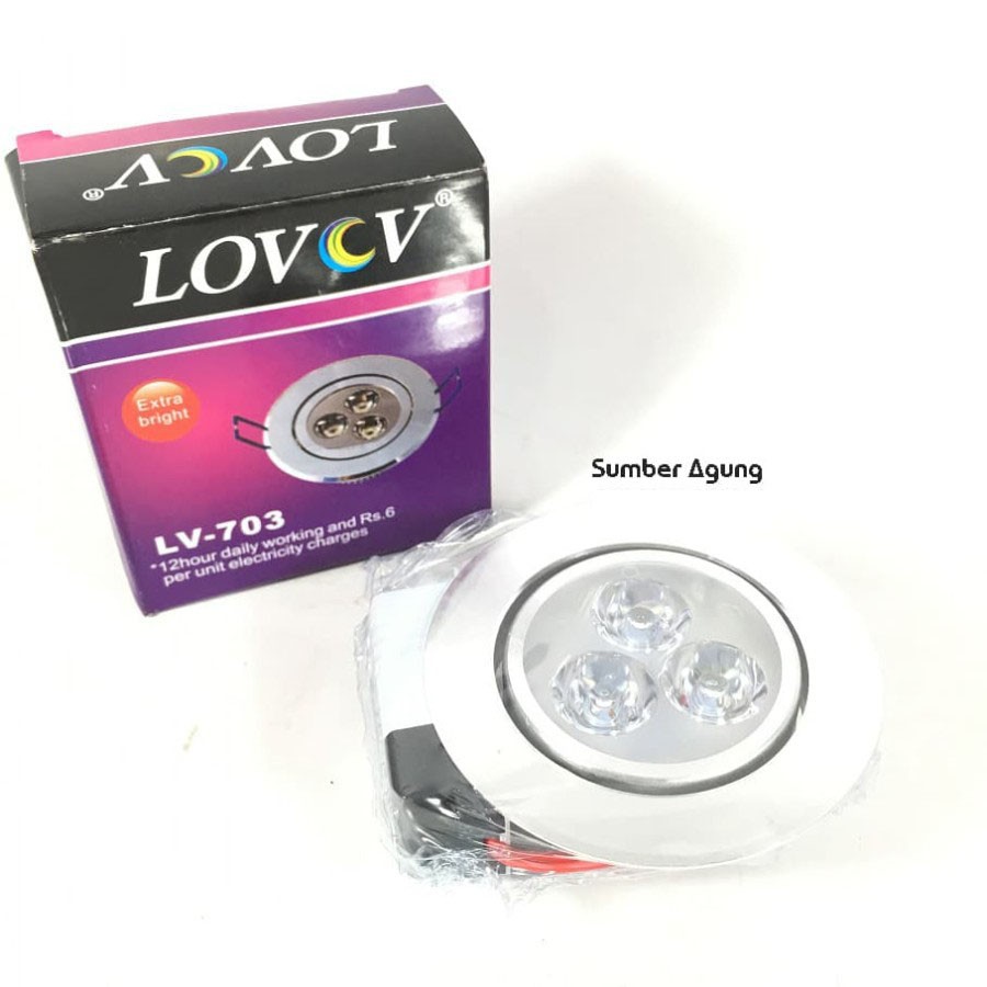 Downlight Panel Sorot Cahaya Kuning 3 Mata 3inch Kecil Lovov LV703