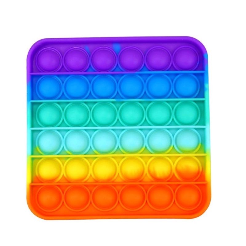 Pop It Rainbow Pop it Among Pop it Bulat Pop It Unicorn Mainan Anak edukasi Pop it Bulat Pop it persegi Mainan anak Pop it Dino mainan anak edukasi-PERSEGI RAINBOW