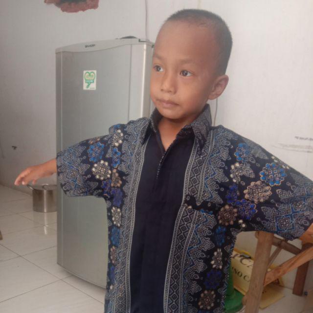 Kemeja Hem Batik Anak Motif Toraja Navy Baju Atasan Laki-laki Trend Modern