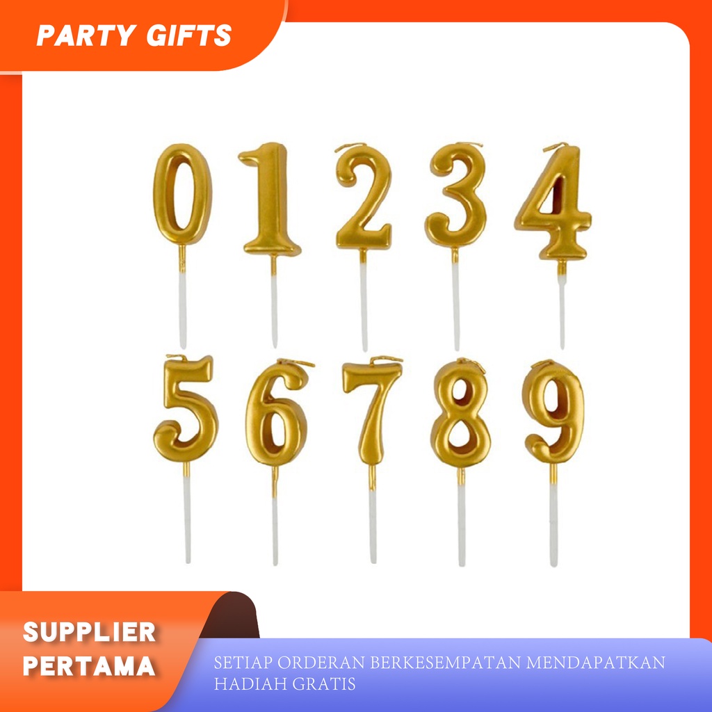 Lilin Angka Mini Gold Satu Pcs Lilin Angka Chrome Kecil