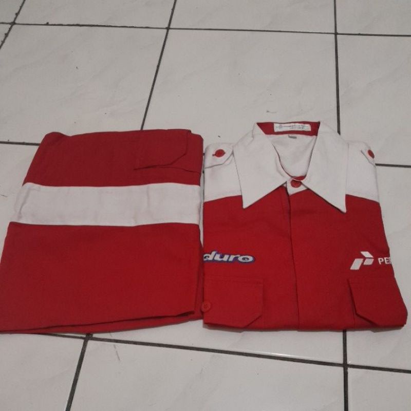 Baju kerja mekanik, katelpak, wearpack setelan baju celana Pertamina Enduro