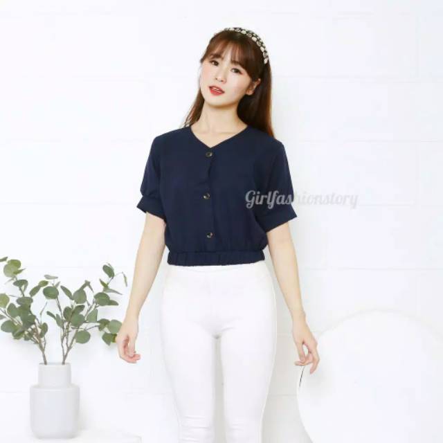 Crop zoya/blouse pinggang karet