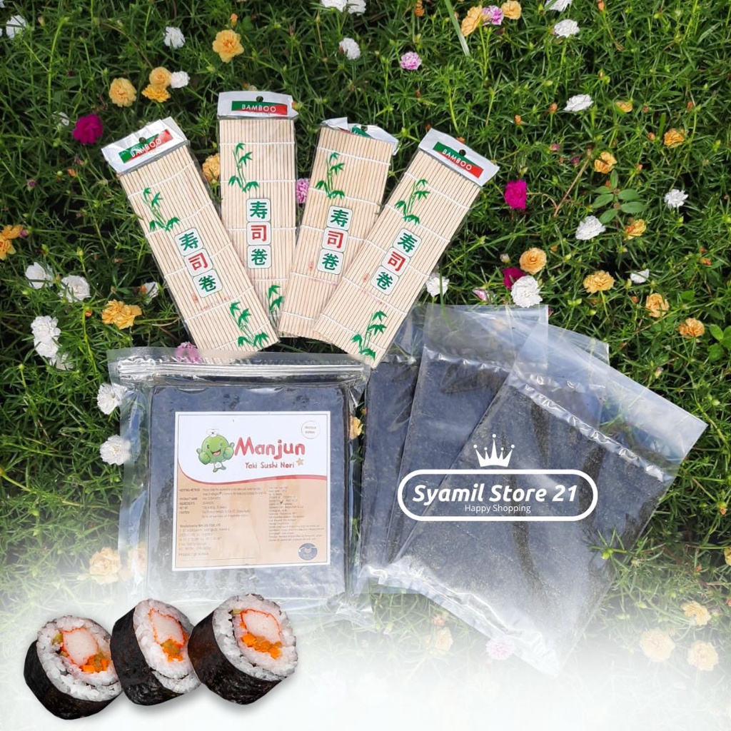 

Manjun Nori Sushi PAKET 5 LEMBAR+Sushimat Roll