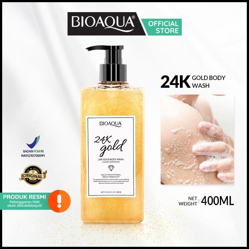 ✿ELYSABETHME✿ bioaqua Gold body wash sabun cair emas 400ml sabun pemutih pencerah kulit badan