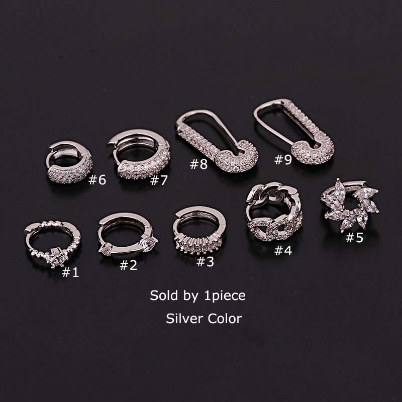 1pc Anting Tindik Tragus Helix Pinna Diameter Dalam 8mm Bahan Tembaga Dengan Zircon