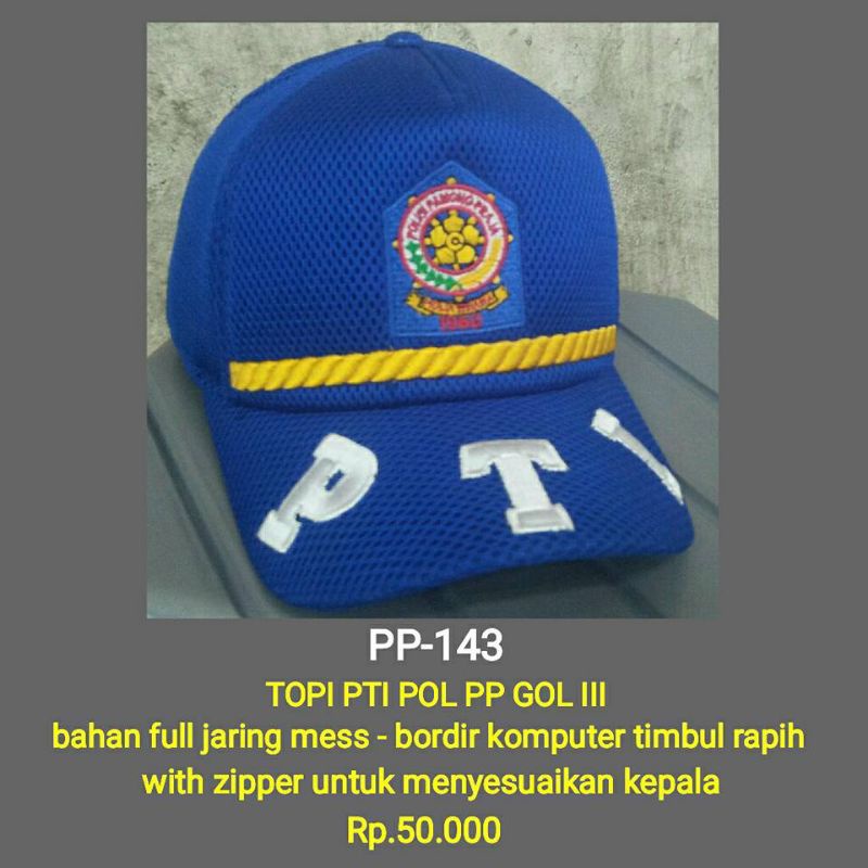 pp-143 topi pti pol pp golongan 3 topi pol pp pti