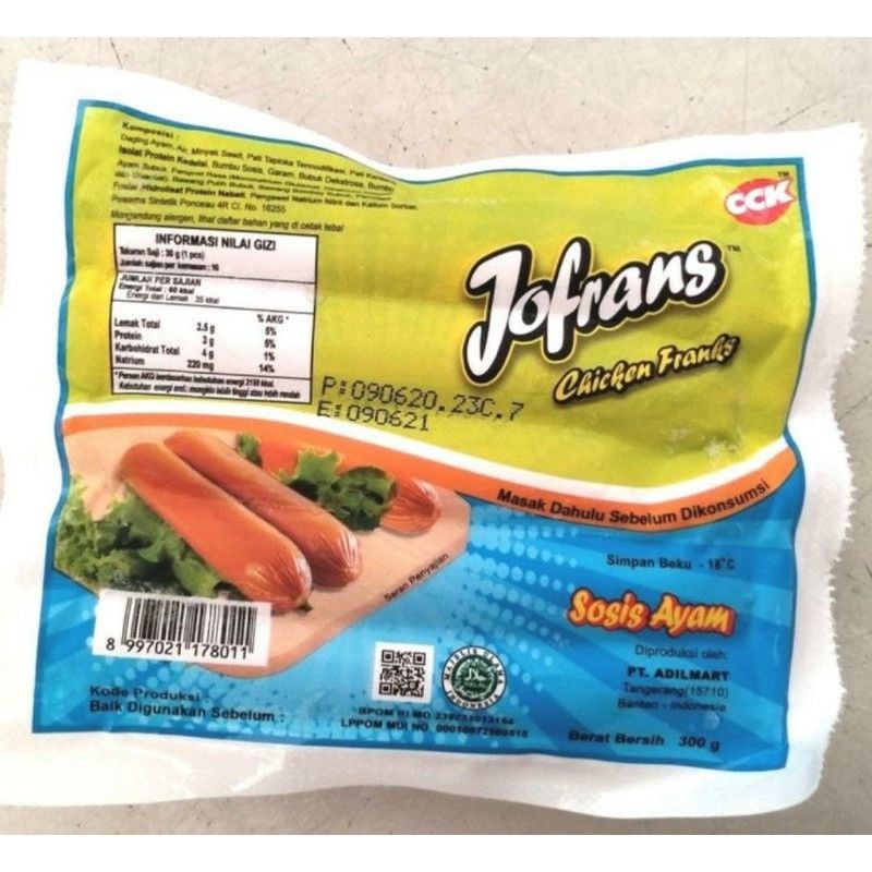 Jofrans Sosis Ayam (Chicken Franks) - Isi 15 pcs - Berat 360 Gr