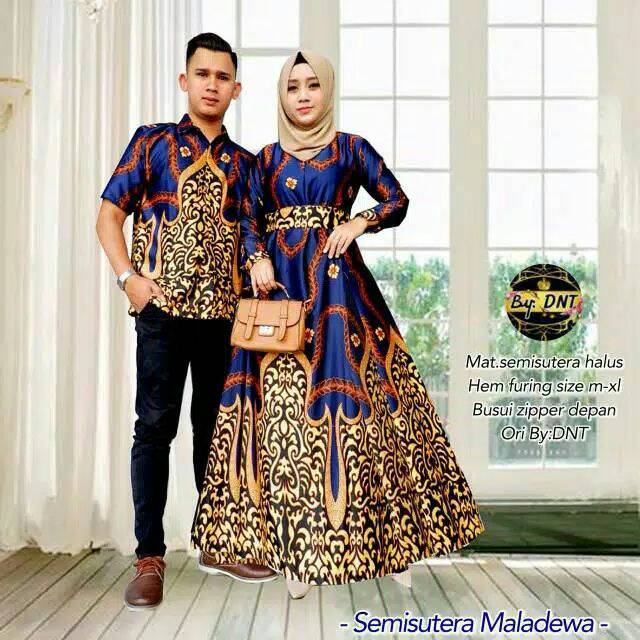 Batik Couple Semi Sutera MALADEWA Gamis Sarimbitan Baju Pesta