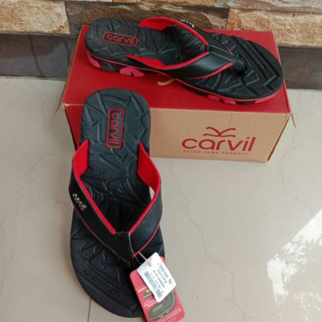 (NEW CARVIL)  JANGGER-02 BLACK/RED SANDAL JEPIT ORI CARVIL
