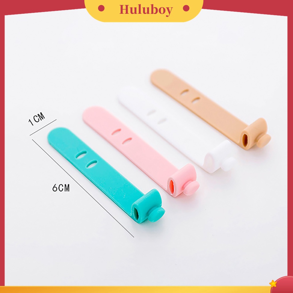 Huluboy 4Pcs / Set Winder Organizer Kabel Charger / Earphone Bahan Silikon Tahan Lama