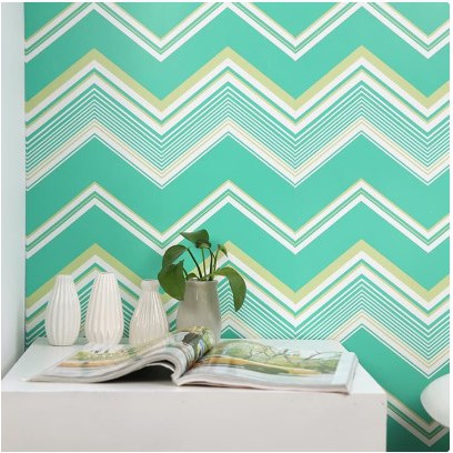 WALLPAPER ZIGZAG BIRU uk 45 CM X 9 METER