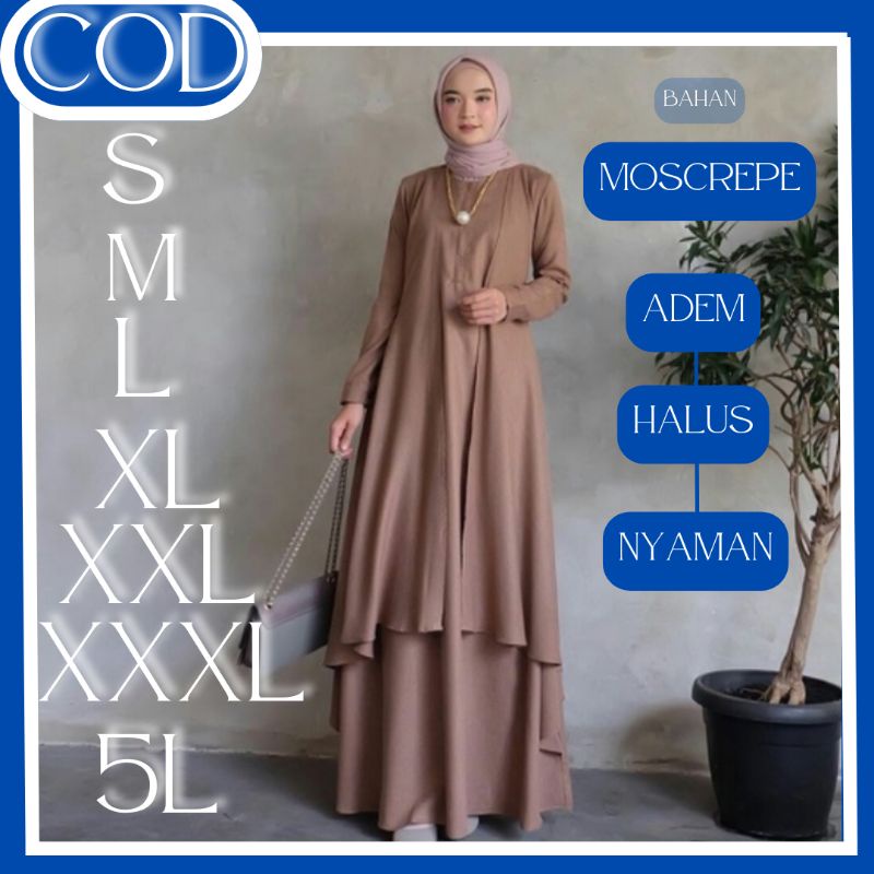 COD Baju Gamis Long Dress Muslim Model Polos  Ukuran S M L XL XXL XXXL 4XL 5L Jumbo Terbaru Kekinian