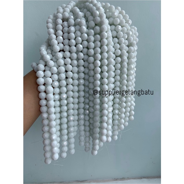 kristal bola dunia cutting 12mm PUTIH SUSU ceko bulat craft white onyx