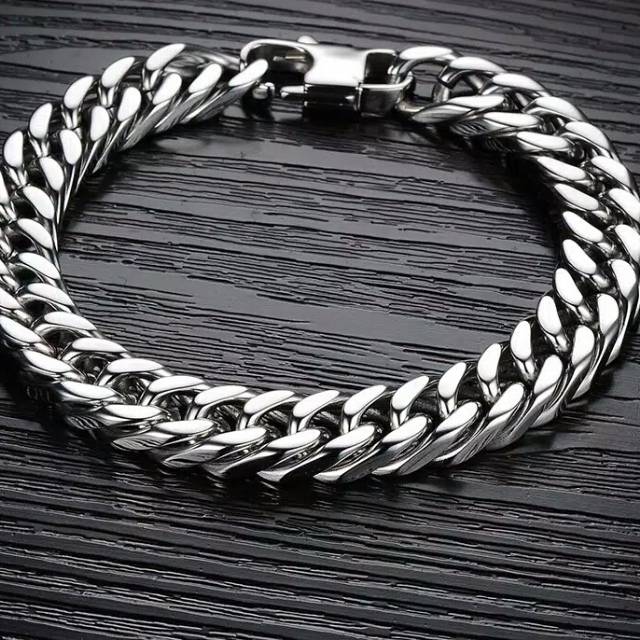 Gelang Perak Titanium Korea Emas Rose Gold Silver Anti Karat Berkualitas  Model Rantai Laki Pria