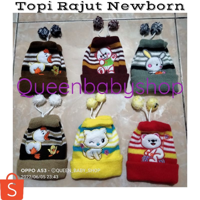 Topi Rajut Newborn Kupluk Bayi Newborn Bordir