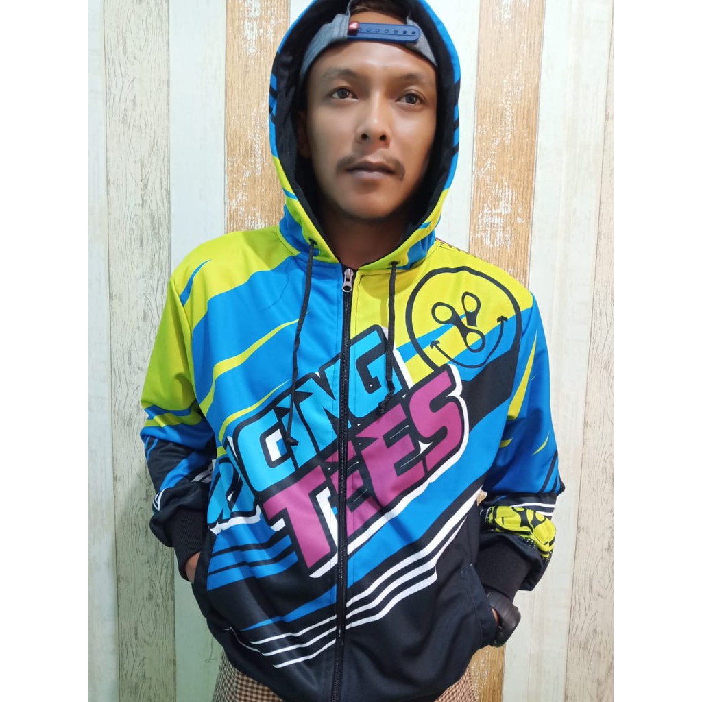 JACKET RACING_RACERTEES KUNING/BIRU_JACKET RACING PRIA DAN WANITA TERLARIS