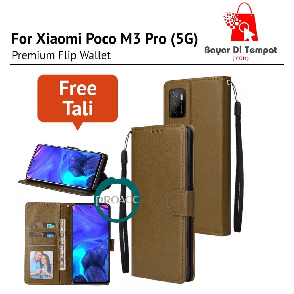 CASE FLIP WALLET for XIAOMI POCO M3 PRO (5G) Premium FLIP CASE KESING HP Casing KULIT PELINDUNG HAND