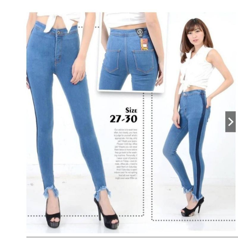 Jeans high waist punny list sobek HW