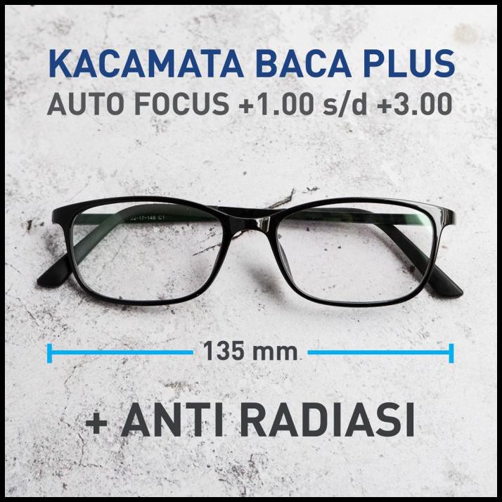 Kacamata Plus Baca Autofocus Auto Menyesuaikan + Anti Radiasi -Kmb8023 - Hitam