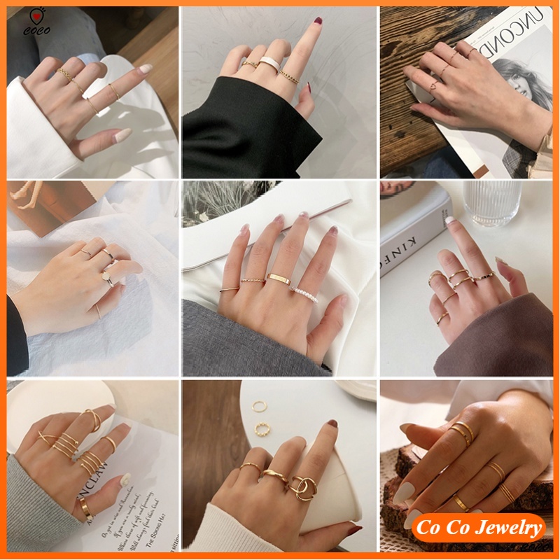 Set Cincin Wanita Gaya Korea Untuk Hadiah