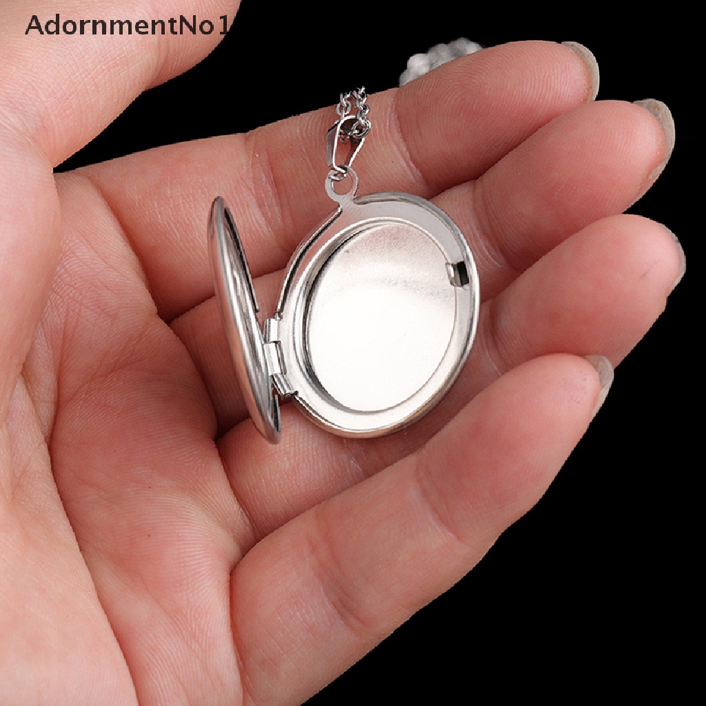 (AdornmentNo1) Kalung Rantai Dengan Liontin Locket Foto Bahan Stainless Steel 3 Warna