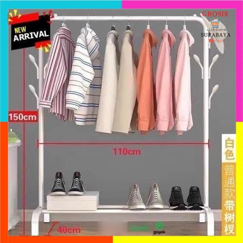 Rak baju gantung besi/big stand hanger/rak gawang/ gantungan baju portable