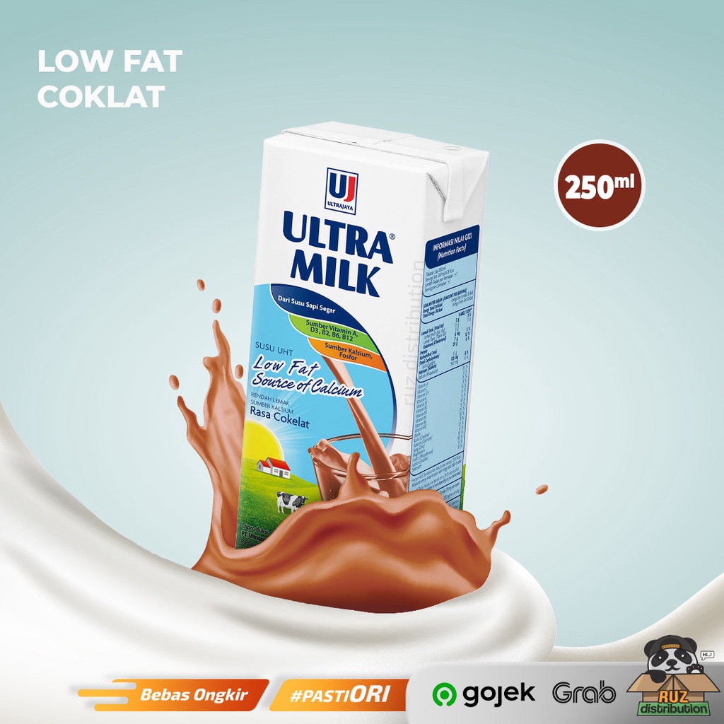 Susu Ultra Milk Low Fat 250ml - 1 Dus / 1 Karton Isi 24pcs HANYA UNTUK PENGIRIMAN BANDUNG