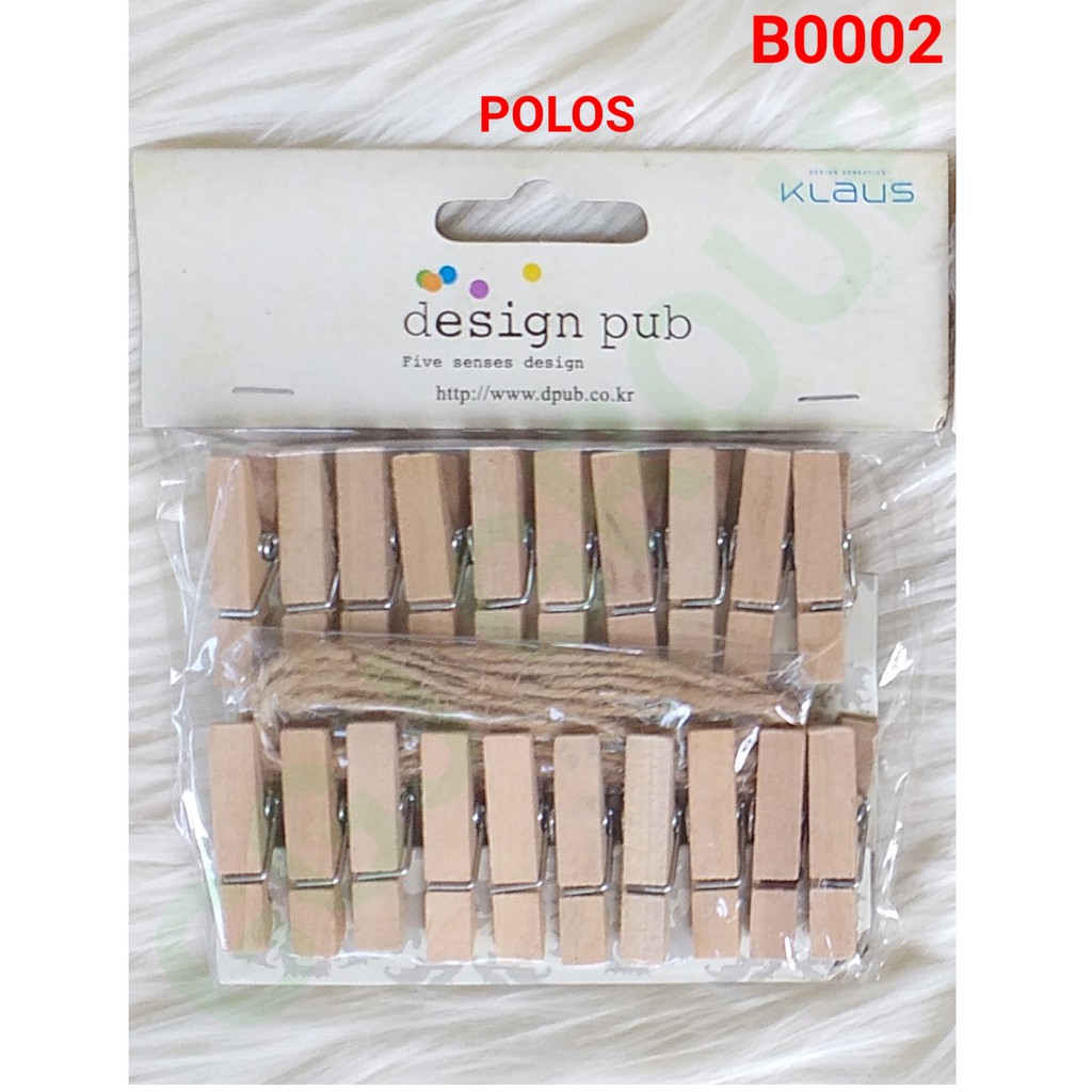 B ( B0002 ) MODEL B / 1 PAKET WOODEN CLIP PAPER PENJEPIT KAYU FREE TALI / HARGA GROSIR