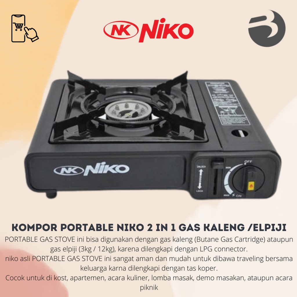 Kompor Portable Niko 2 In 1 Gas Kaleng /Elpiji