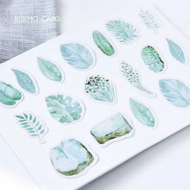 

Sticker Mint Diary Watercolor Leaves Daun Scrapbook DIY Bujo Planner