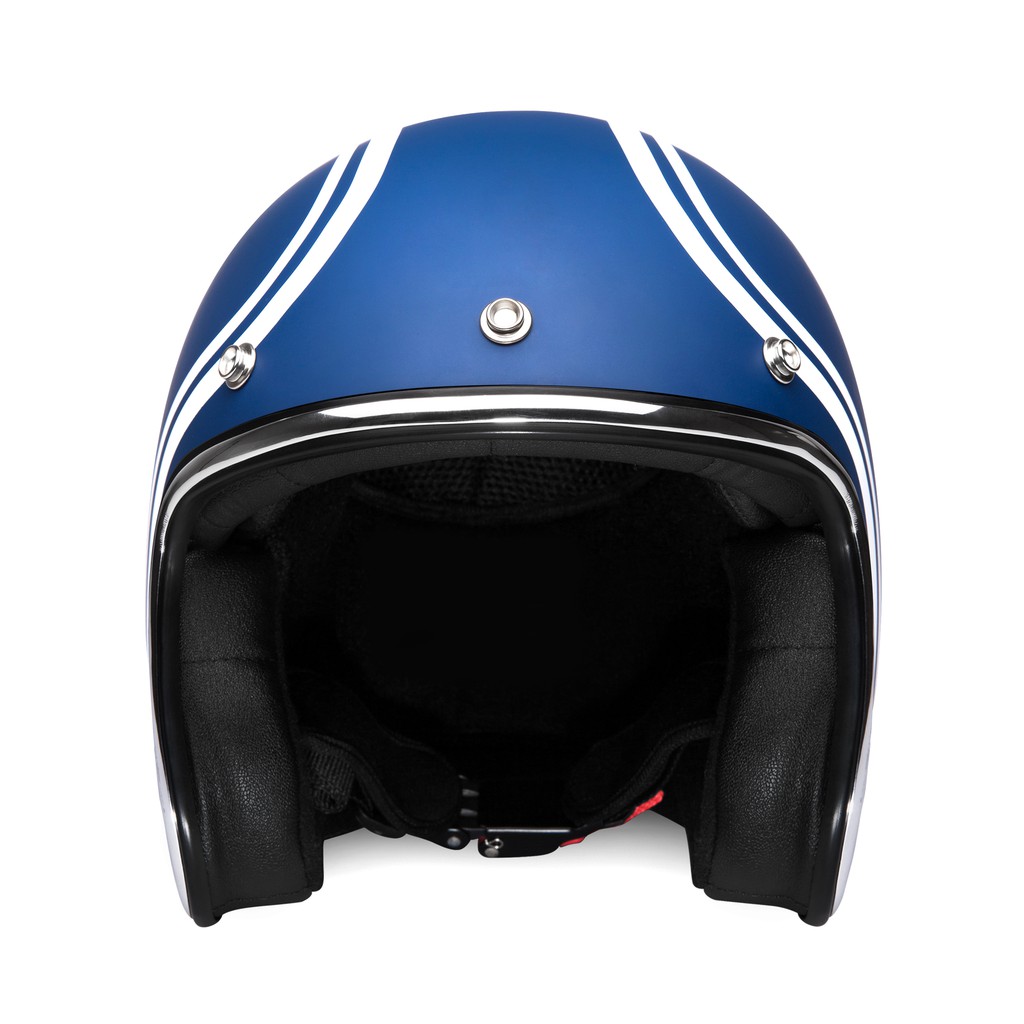 HELM RETRO ZULU CORTEZ BLUE CHROME ( Half Face / Vintage / Simpson / Klasik )