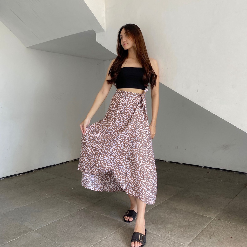 HOLA SKIRT // ROK WANITA-Leopard brown
