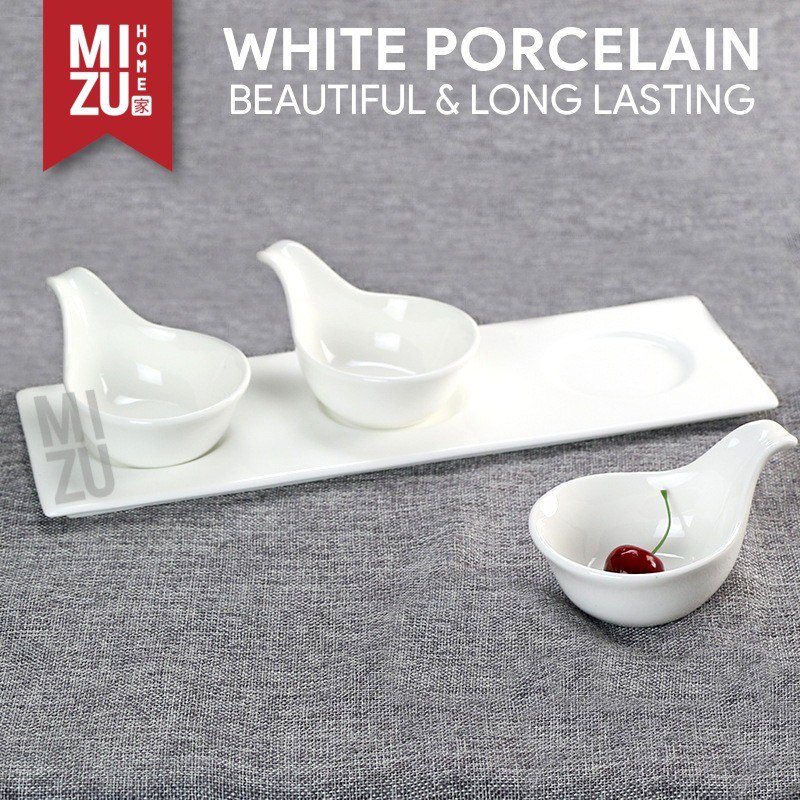MIZU MAGURO Ceramic Appetizer Dish 3 Spoon Tray Set Keramik Penyaji Makanan Cantik-1