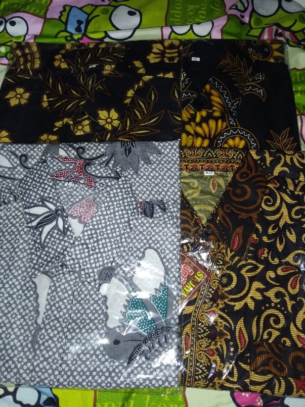 Kemeja Batik Pria Lengan Pendek Batik Size M L Xl Xxl  Bswart Hrb026 Kenongo Hem Panjang Padi