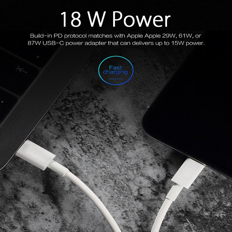 Kabel Pengisian Cepat /USB C ke / 18W 3A /Kabel Data untuk iPhone 11 Pro XS Max 8 Plus