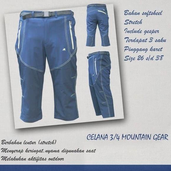 Celana Pendek Outdoor 3/4 Mountain Gear Pria Quickdry Strech
