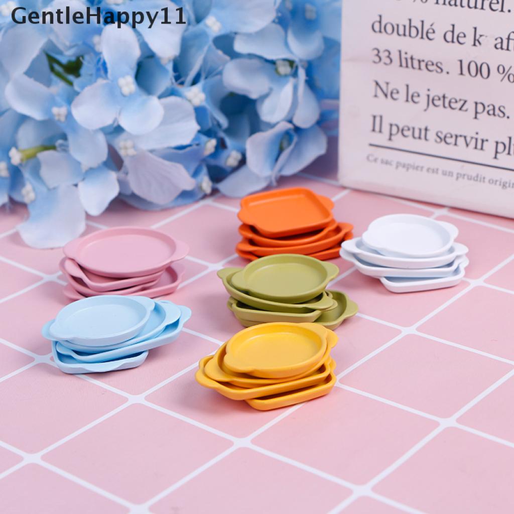 Gentlehappy 4pcs / set Mainan Miniatur Piring Nampan Binaural Skala 1: 12 Untuk Aksesoris Dapur Rumah Boneka