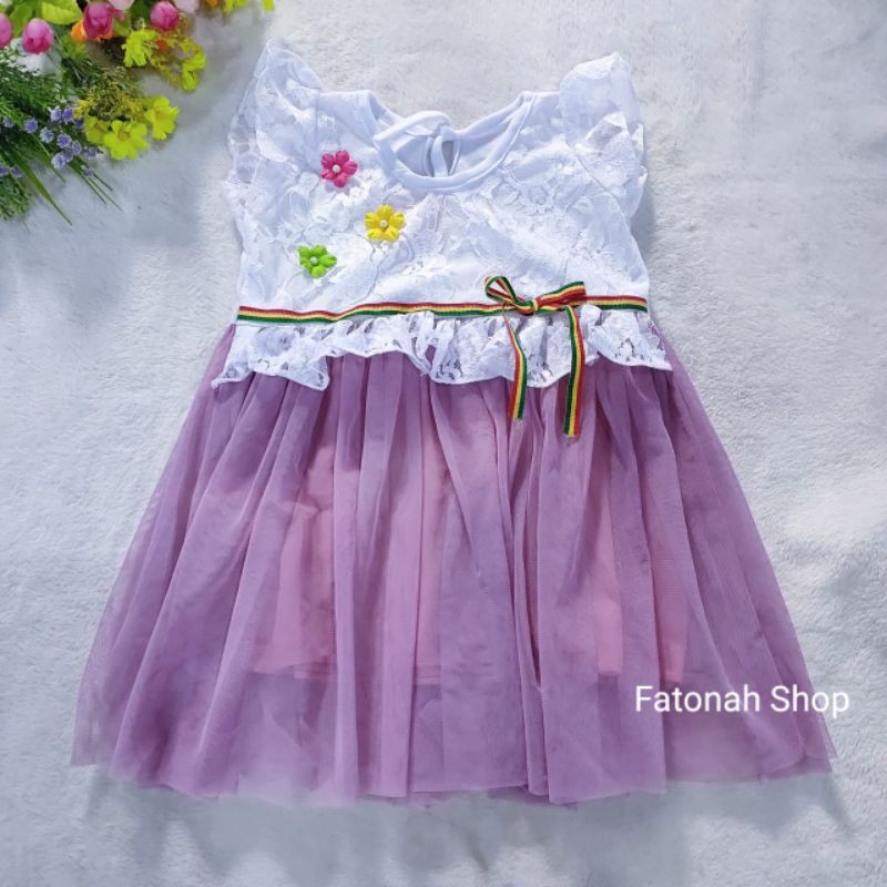 Dress anak cewek 1 2 3 4 tahun baju anak perempuan pakaian tutu tile dress mutiara 3 tiga