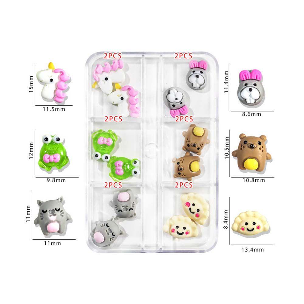 Mxbeauty Perhiasan Resin Kreatif Tips Kuku Halus Kartun Warna Campur Perhiasan Kuku 3D