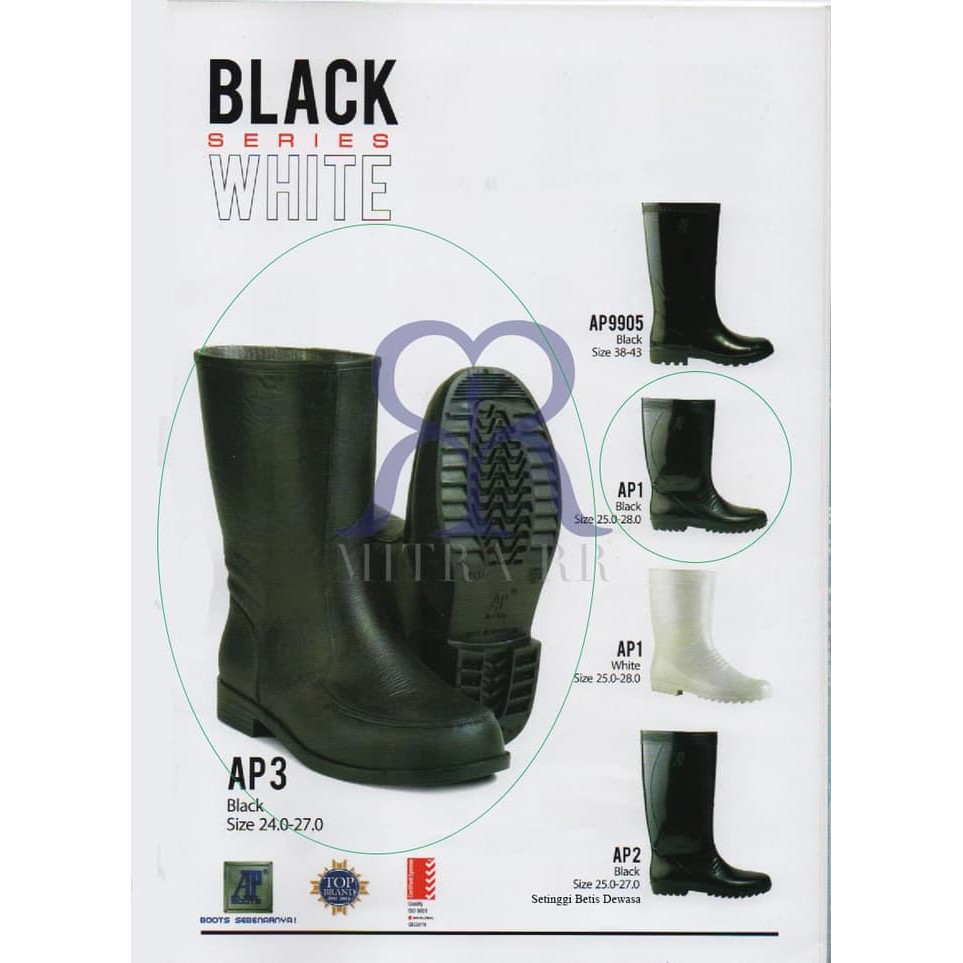 AP Hitam 3 Boots Hitam AP 3 Kulit  Sepatu Boot Pendek AP III Leather Unisex AP Black 3