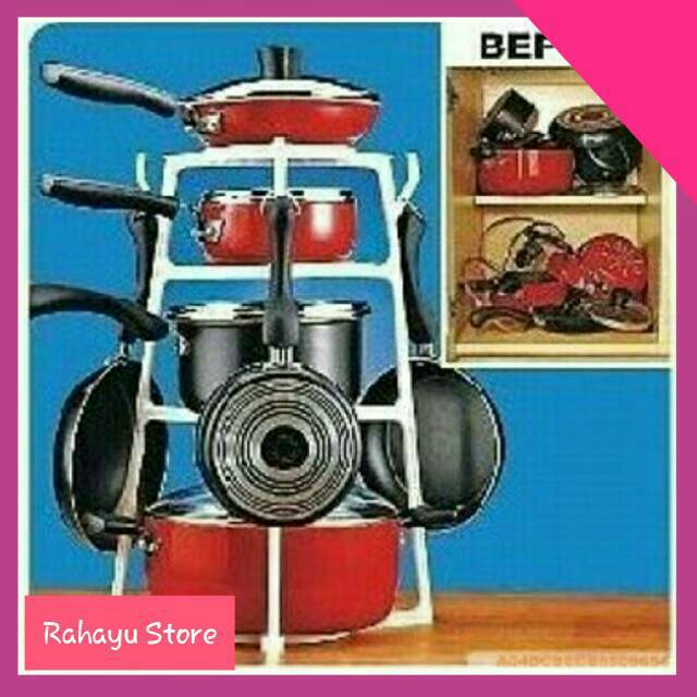 RS Rak Panci Rak Panci Susun Rak Holder Panci Rak Pantree Rak Panci 4 Susun Merapikan Panci Dapur