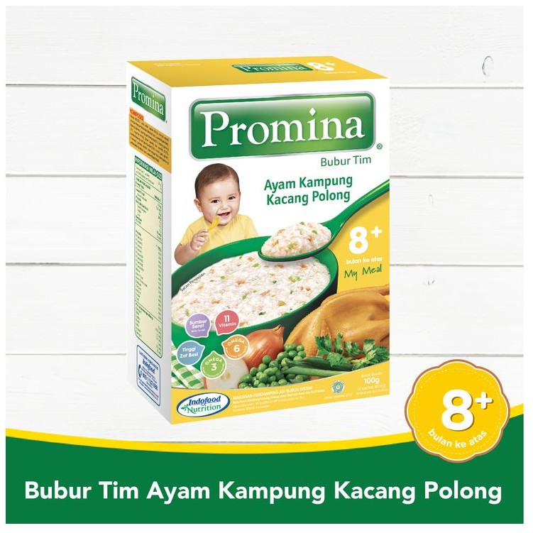 PROMINA BUBUR TIM AYAM KAMPUNG KACANG POLONG 100GR 8+ / BUBUR BAYI