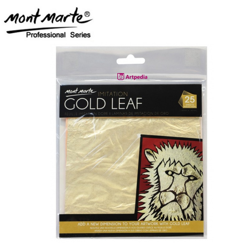 BEST SELLER  Mont Marte Imitation Gold Leaf 14x14cm 25 Sheet / Mont Marte Gold Leaf 25 Lembar