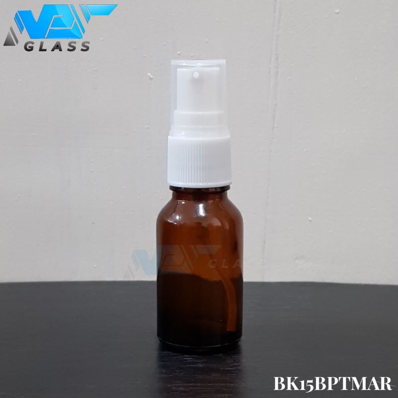 botol pump treatment 15ml kaca coklat amber