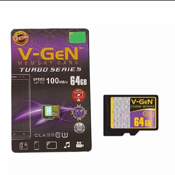 Memori Card 64GB V-Gen Turbo Series Class 10 | Micro SD 64 GB Class10